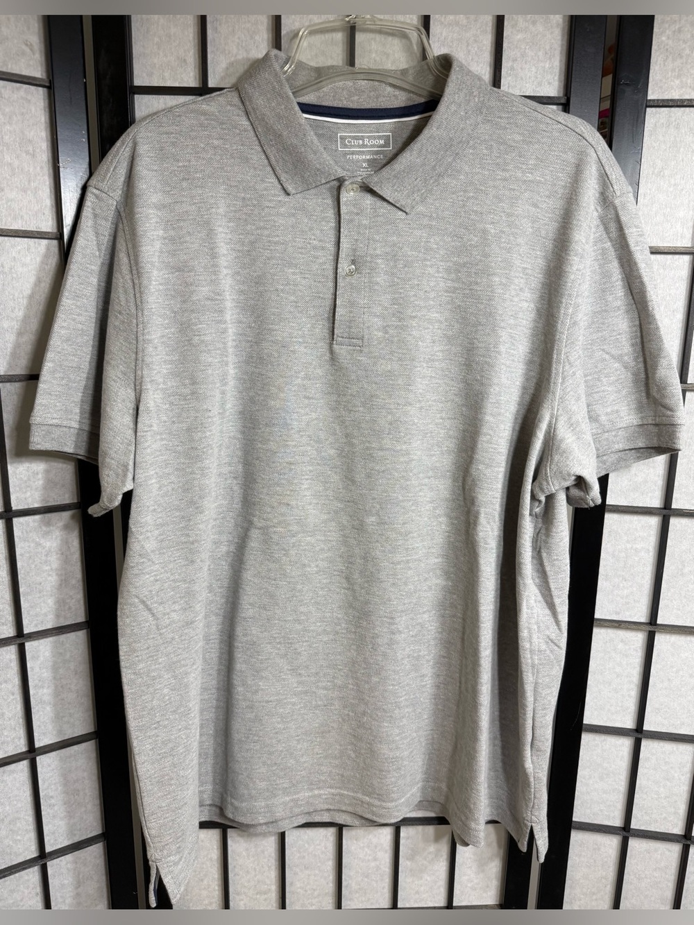 Men's Club Room Light Gray Performance Stretch Polo Shirt Size XL